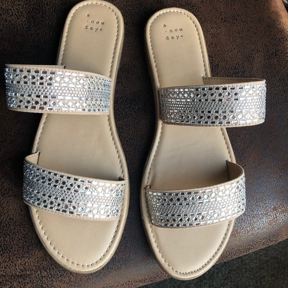 silver flat sandals size 11
